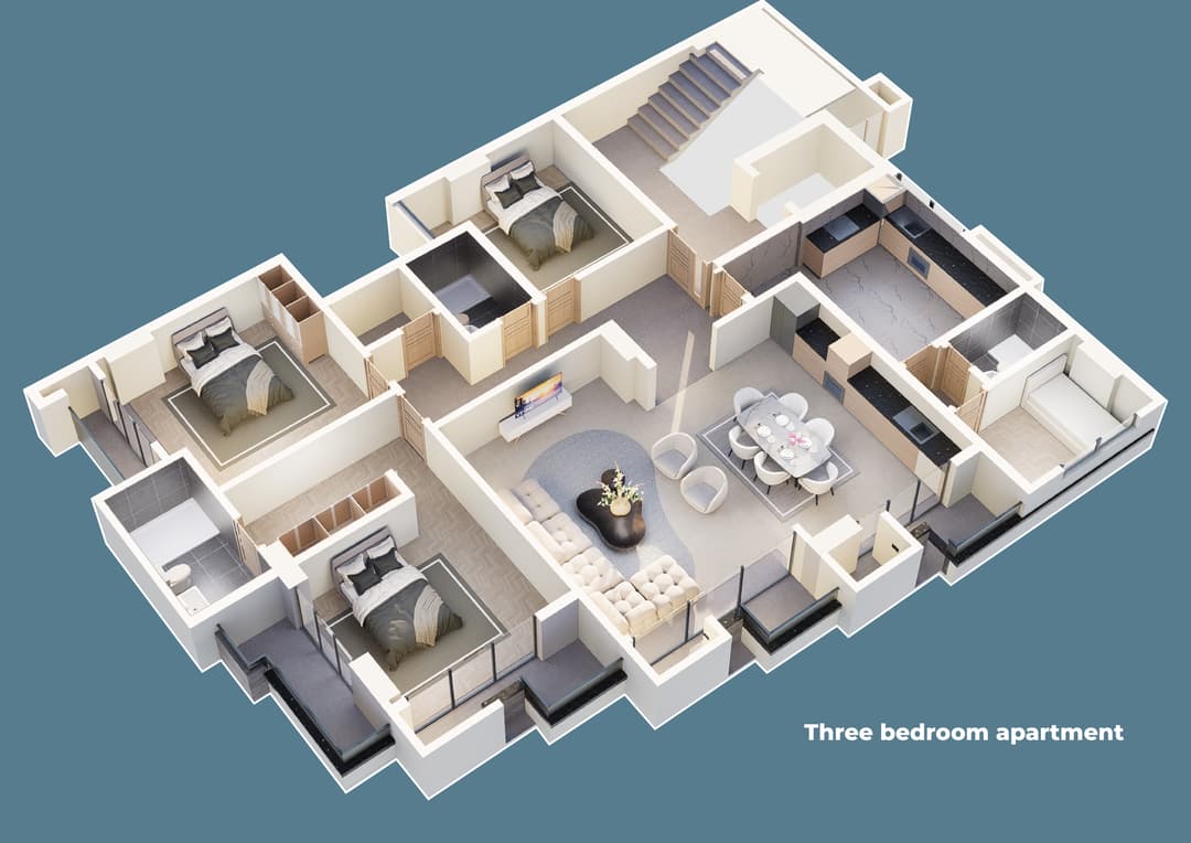 Three bedroom floor plan