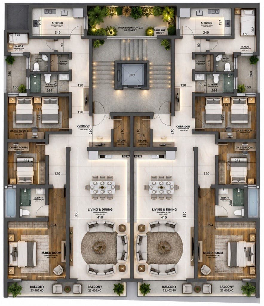 3 Bedroom floor plan